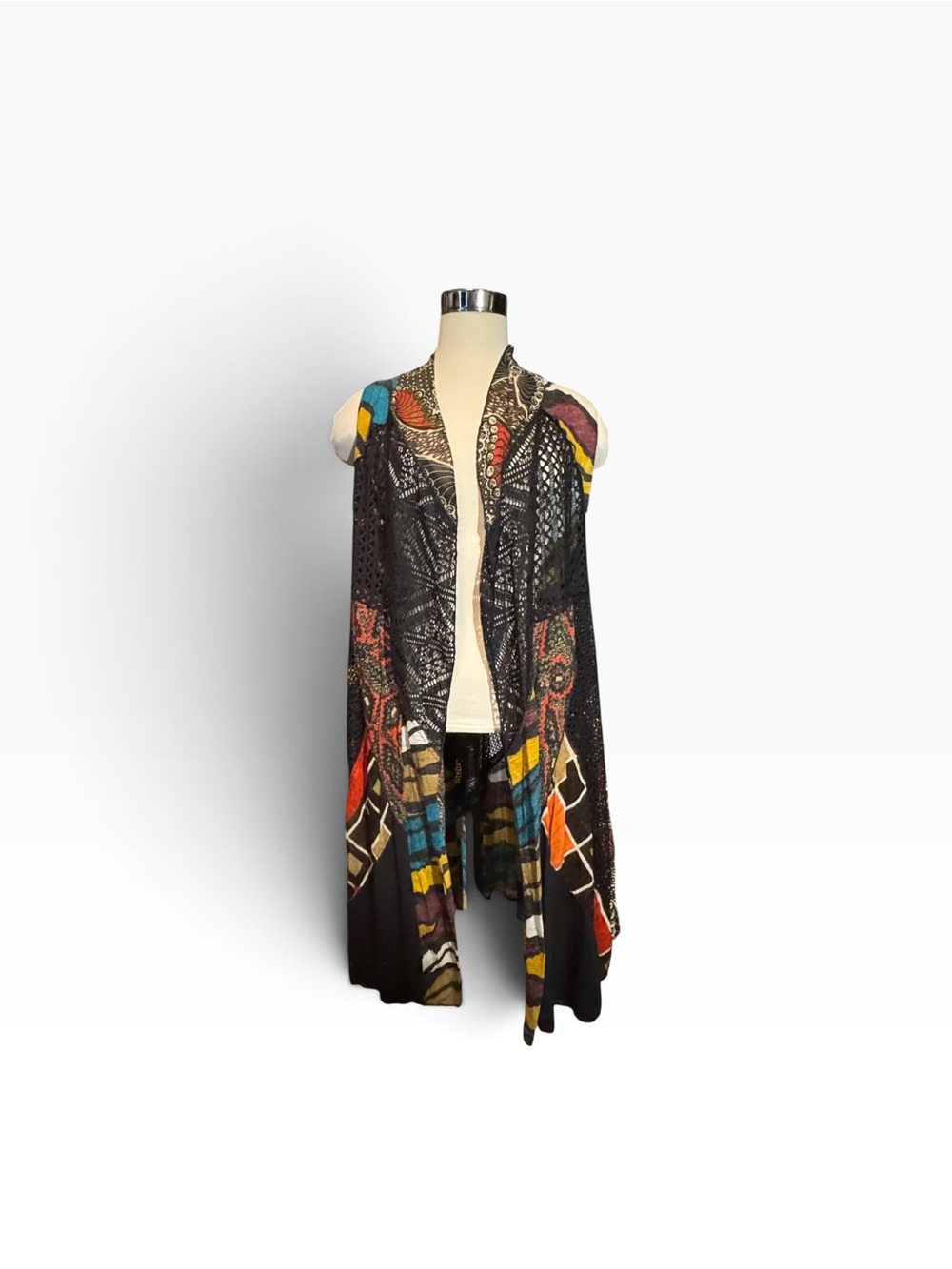 Multi-Color Patterned Open Front Women’s Sweater Cardigan